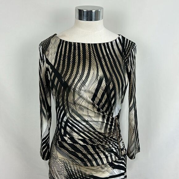 Frank Lyman Black Print with Zip Front Dress - Picture 4 of 8